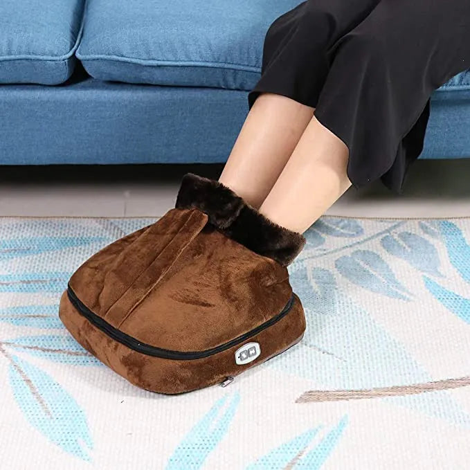 2-in-1 Soft Velvet Electric Foot Massager with Heater