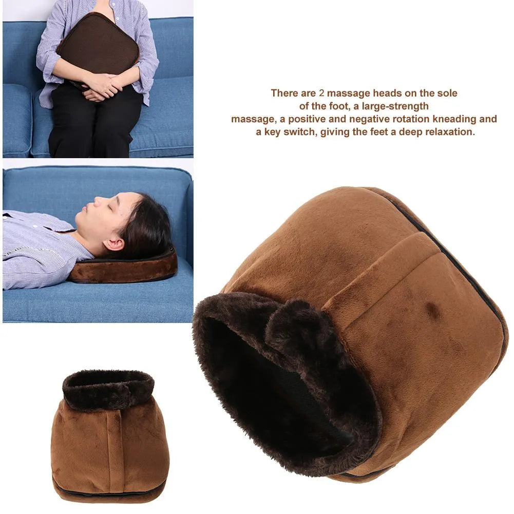 2-in-1 Soft Velvet Electric Foot Massager with Heater