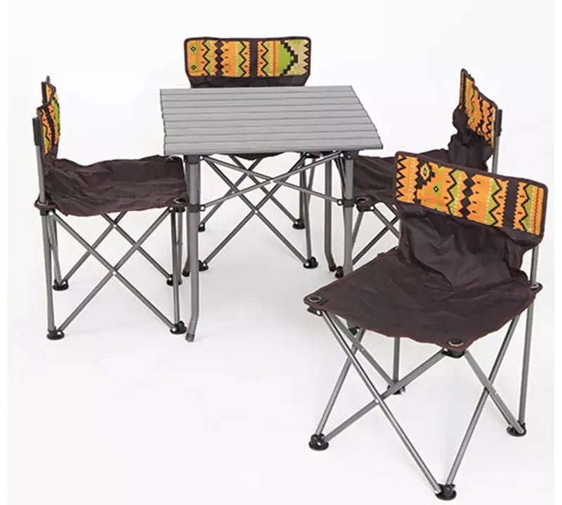 Smart Mini Lightweight Foldable Aluminium Table and 4 Chairs Set with a Carrying Bag for Picnic and