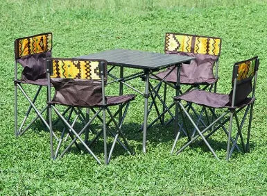 Smart Mini Lightweight Foldable Aluminium Table and 4 Chairs Set with a Carrying Bag for Picnic and