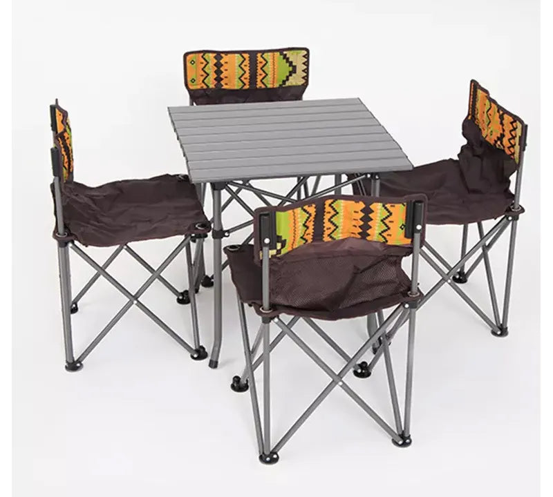 Smart Mini Lightweight Foldable Aluminium Table and 4 Chairs Set with a Carrying Bag for Picnic and