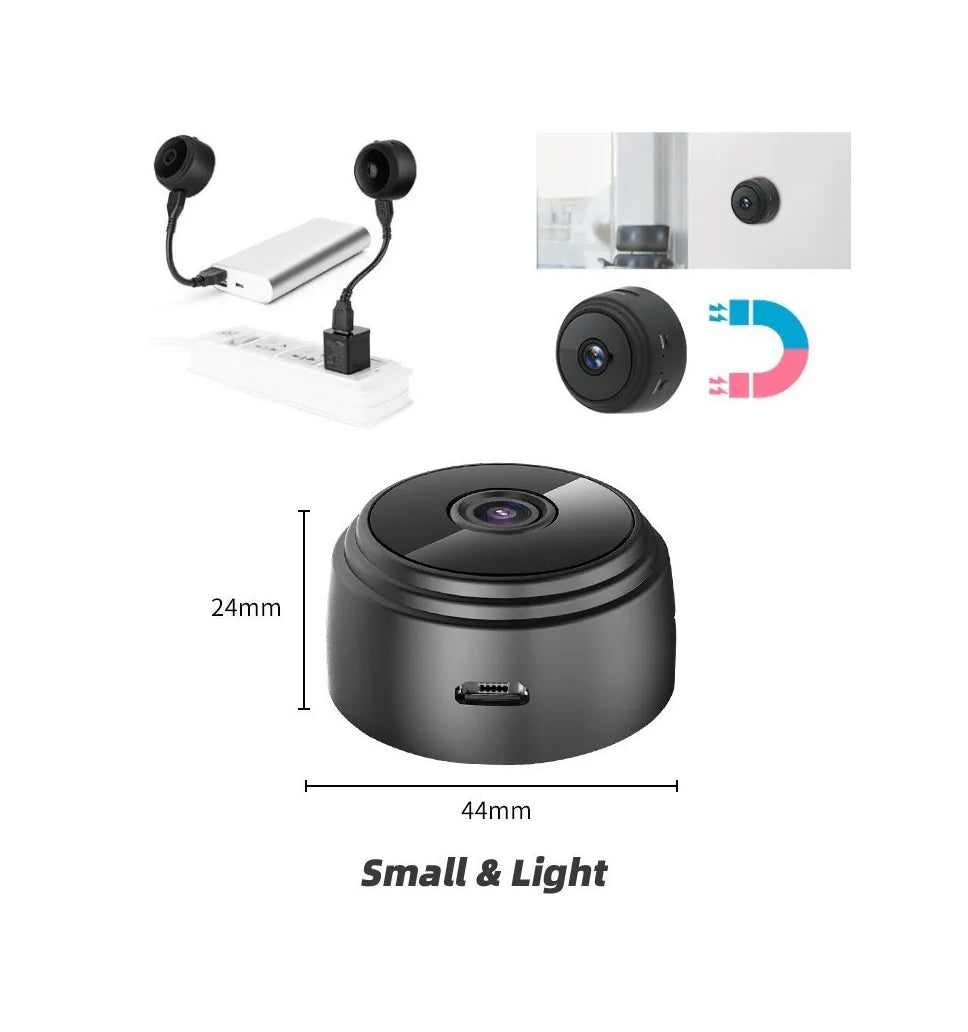Mini HD 1080P Wireless WiFi Camera with Motion Detection, 360° Rotation and Night Vision