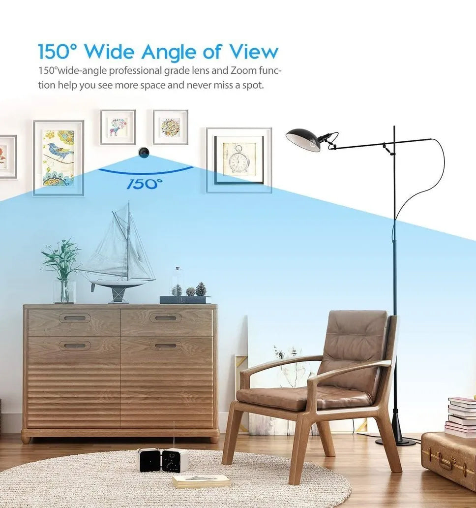 Mini HD 1080P Wireless WiFi Camera with Motion Detection, 360° Rotation and Night Vision