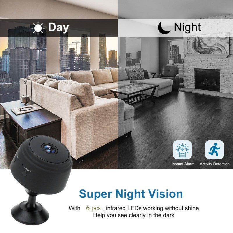 Mini HD 1080P Wireless WiFi Camera with Motion Detection, 360° Rotation and Night Vision