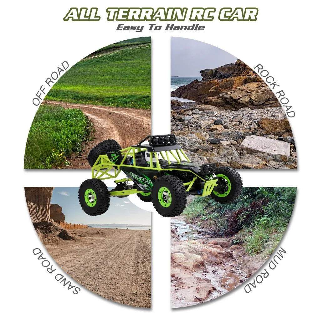 High Speed 4WD Crawler Remote Control RC Rock Climbing Buggy Car with LED Light 2.4G 1:12