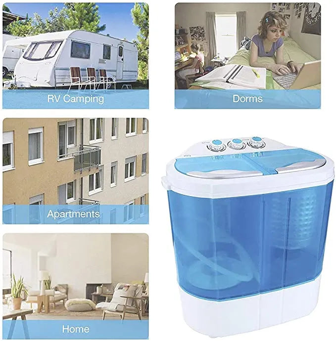 Portable Mini Washing Machine with Spin Dryer, Eco-friendly Design, Twin Tub and Spin Drying Basket