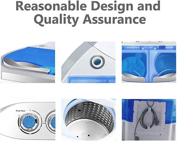 Portable Mini Washing Machine with Spin Dryer, Eco-friendly Design, Twin Tub and Spin Drying Basket