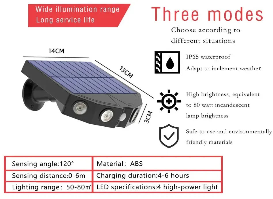 Set of 2 Smart Motion Sensor LED Solar Outdoor Security Light - Waterproof, Frost Resistant, and Ene