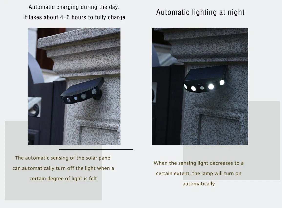 Set of 2 Smart Motion Sensor LED Solar Outdoor Security Light - Waterproof, Frost Resistant, and Ene