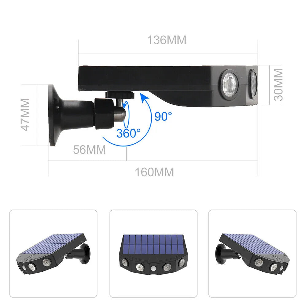 Set of 2 Smart Motion Sensor LED Solar Outdoor Security Light - Waterproof, Frost Resistant, and Ene