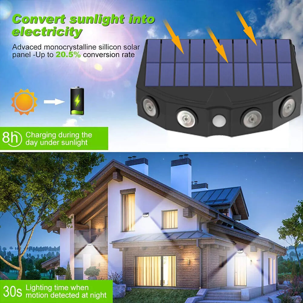 Set of 2 Smart Motion Sensor LED Solar Outdoor Security Light - Waterproof, Frost Resistant, and Ene