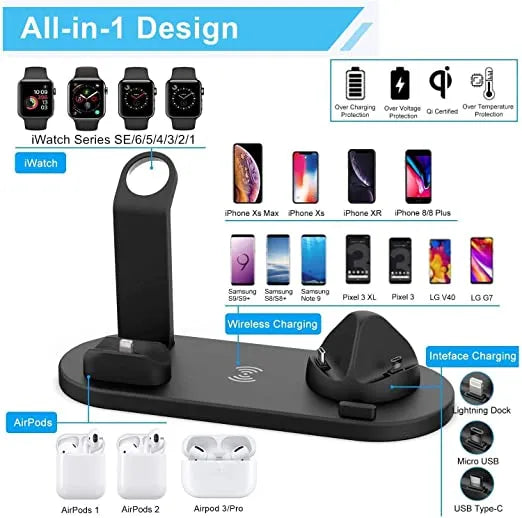3 in 1 Multifunctional Wireless Charging Stand for Mobile, Smart Watch & Airpods
