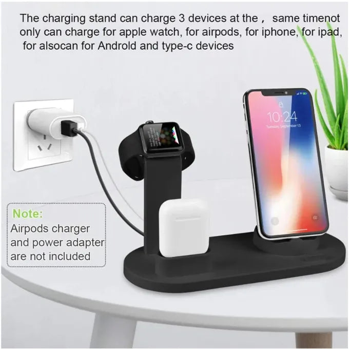 3 in 1 Multifunctional Wireless Charging Stand for Mobile, Smart Watch & Airpods