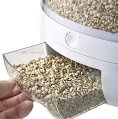 6 Grid Rotating Kitchen Storage Dispenser Container for Rice, Cereals & Grains