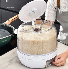 6 Grid Rotating Kitchen Storage Dispenser Container for Rice, Cereals & Grains