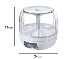 6 Grid Rotating Kitchen Storage Dispenser Container for Rice, Cereals & Grains