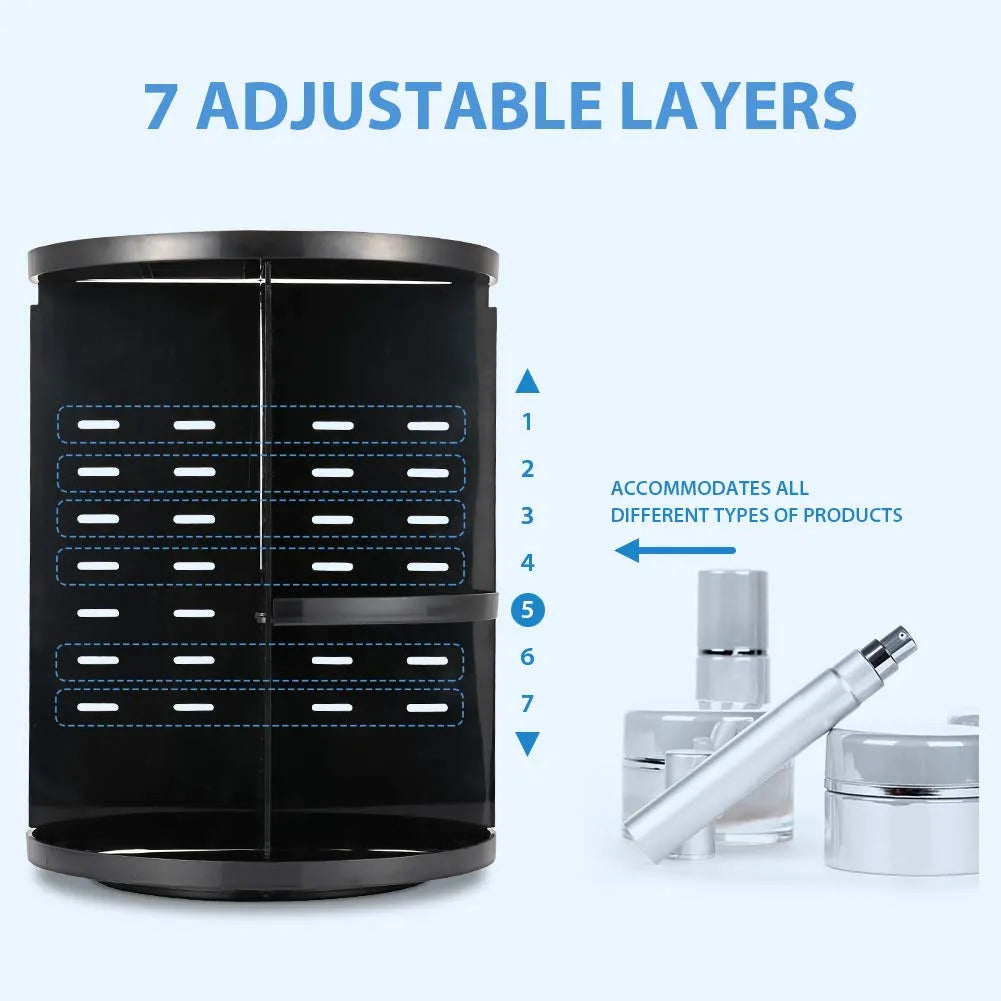 Vanity 360° Rotatable Adjustable Makeup Storage Holder & Organiser for Cosmetics