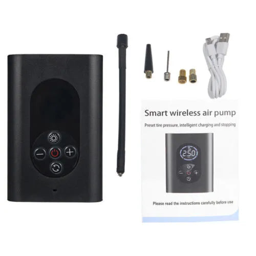 4 in 1 Wireless Air Pump with LED Flashlight Light and USB Rechargeable Battery