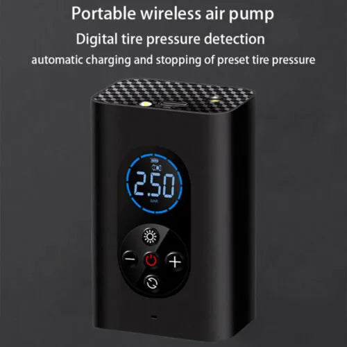 4 in 1 Wireless Air Pump with LED Flashlight Light and USB Rechargeable Battery