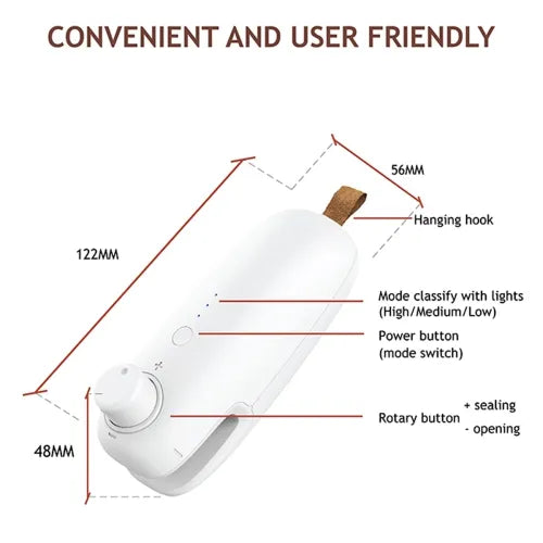 Mini Heat Sealer for Plastic Bags - USB Rechargeable and Portable