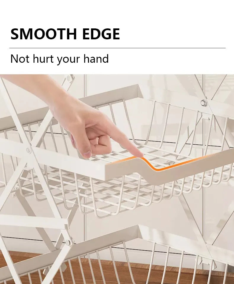 4 Layer Adjustable Foldable Movable Storage Rack for Kitchen Use