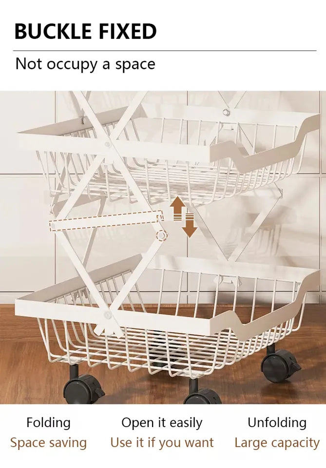5 Layer Adjustable Foldable Movable Storage Rack for Kitchen Use