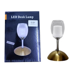 Champagne Glass Night Table Lamp with Touch Control - USB Rechargeable