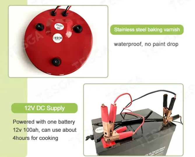 12V Mini Portable Battery & Solar Connectable Electric Hot Plate Cooking Stove