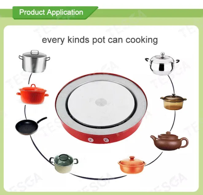 12V Mini Portable Battery & Solar Connectable Electric Hot Plate Cooking Stove