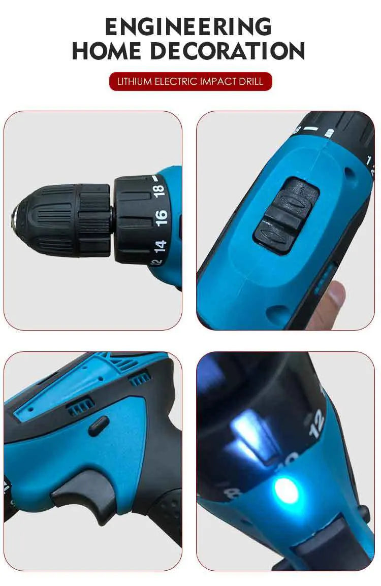 Portable High Precision 390W Cordless Electric Drill Tool Kit
