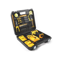 21V Cordless Drill Kit with Set of 2 Lithium Batteries & Essential Hand Tools - 34 Pcs Tool Set