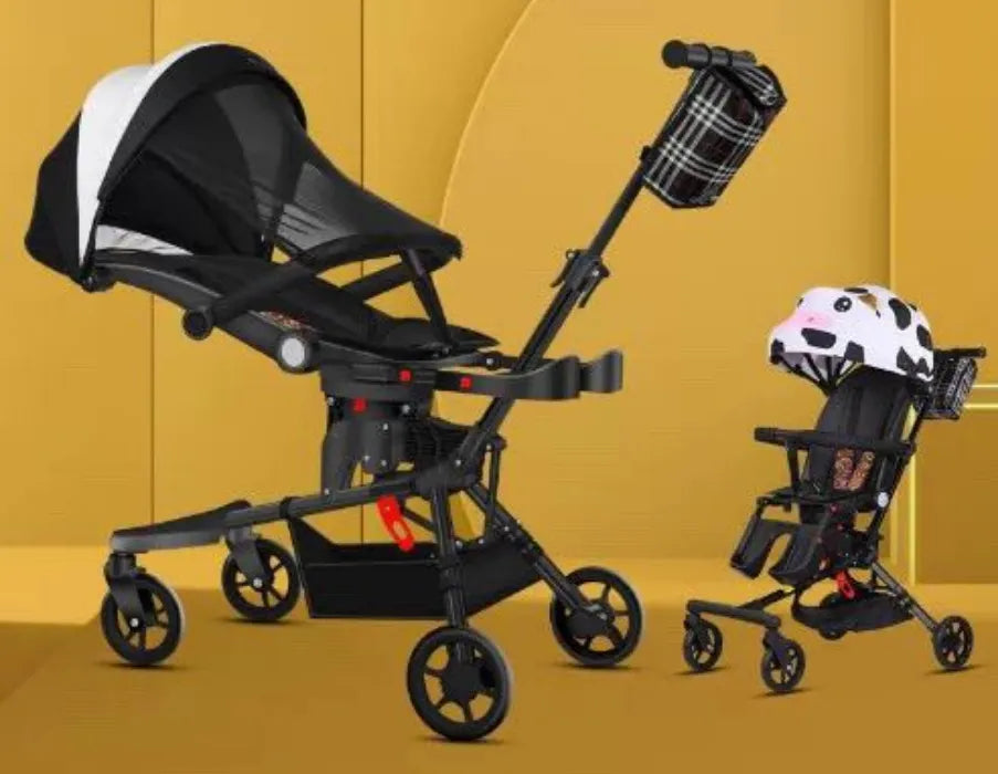 Portable Two Way 360° Rotatable Stroller with Adjustable Recliner Seat and Adjustable Canopy