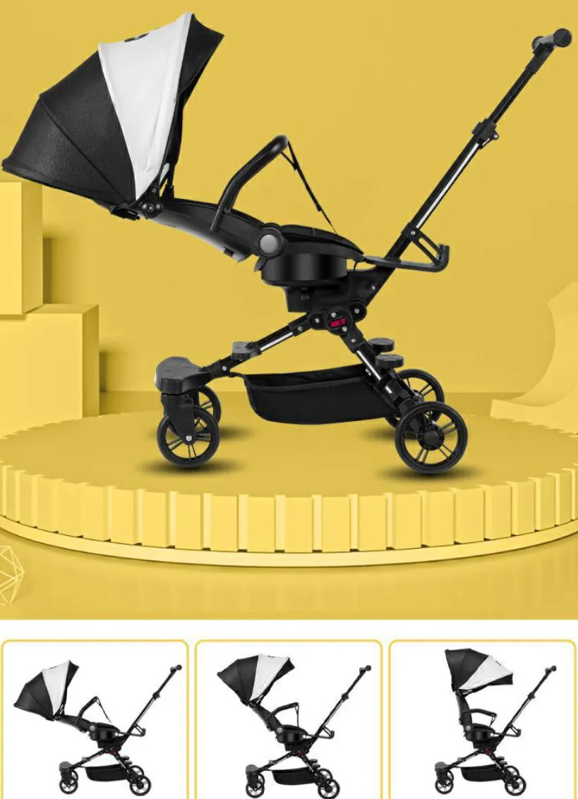 Portable Two Way 360° Rotatable Stroller with Adjustable Recliner Seat and Adjustable Canopy