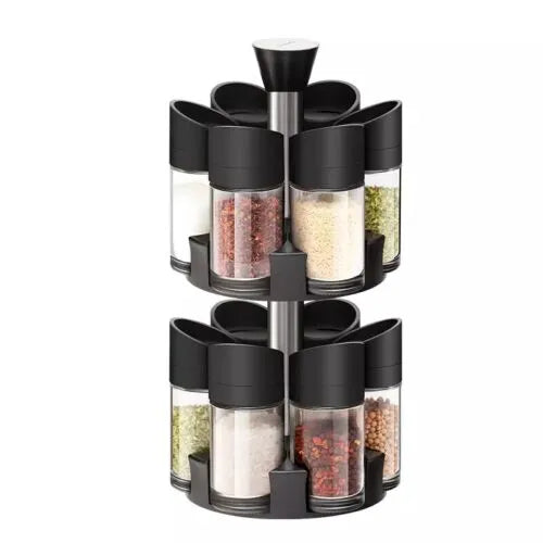 12 Piece Double Layer Spice Rack Set with 360° Rotation, Odourless, Eco-friendly Material, Dust-Inse