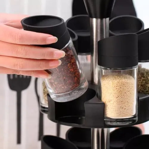 12 Piece Double Layer Spice Rack Set with 360° Rotation, Odourless, Eco-friendly Material, Dust-Inse