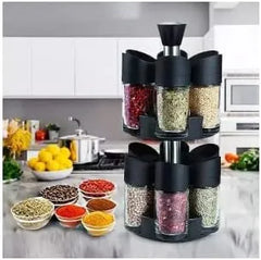 12 Piece Double Layer Spice Rack Set with 360° Rotation, Odourless, Eco-friendly Material, Dust-Inse