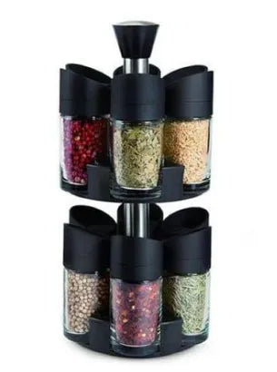 12 Piece Double Layer Spice Rack Set with 360° Rotation, Odourless, Eco-friendly Material, Dust-Inse