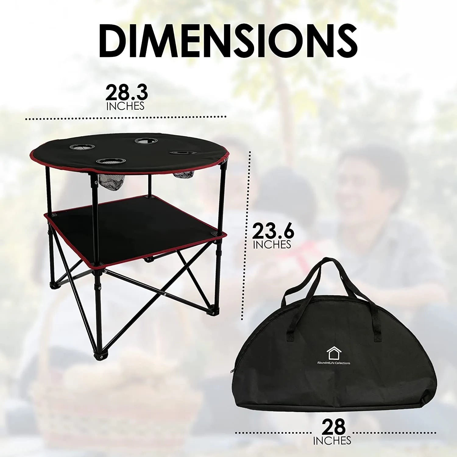 Portable Foldable Lightweight Outdoor Camping Table with 4 Cup Holders & Carry Bag for Picnic and Ga