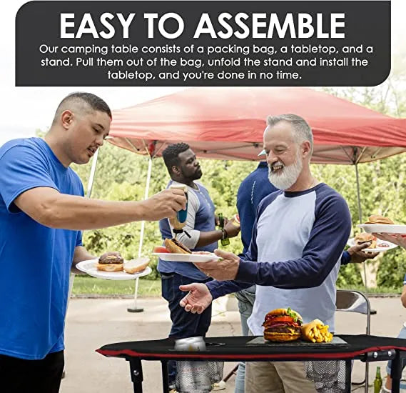 Portable Foldable Lightweight Outdoor Camping Table with 4 Cup Holders & Carry Bag for Picnic and Ga