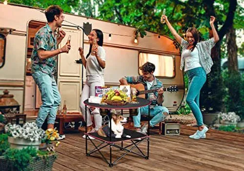 Portable Foldable Lightweight Outdoor Camping Table with 4 Cup Holders & Carry Bag for Picnic and Ga
