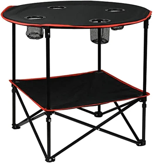 Portable Foldable Lightweight Outdoor Camping Table with 4 Cup Holders & Carry Bag for Picnic and Ga