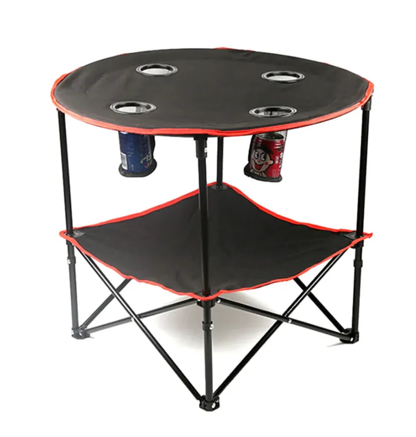 Portable Foldable Lightweight Outdoor Camping Table with 4 Cup Holders & Carry Bag for Picnic and Ga