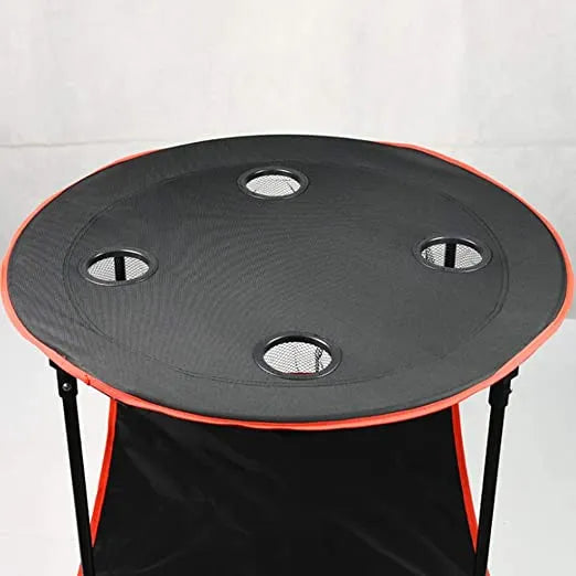 Portable Foldable Lightweight Outdoor Camping Table with 4 Cup Holders & Carry Bag for Picnic and Ga