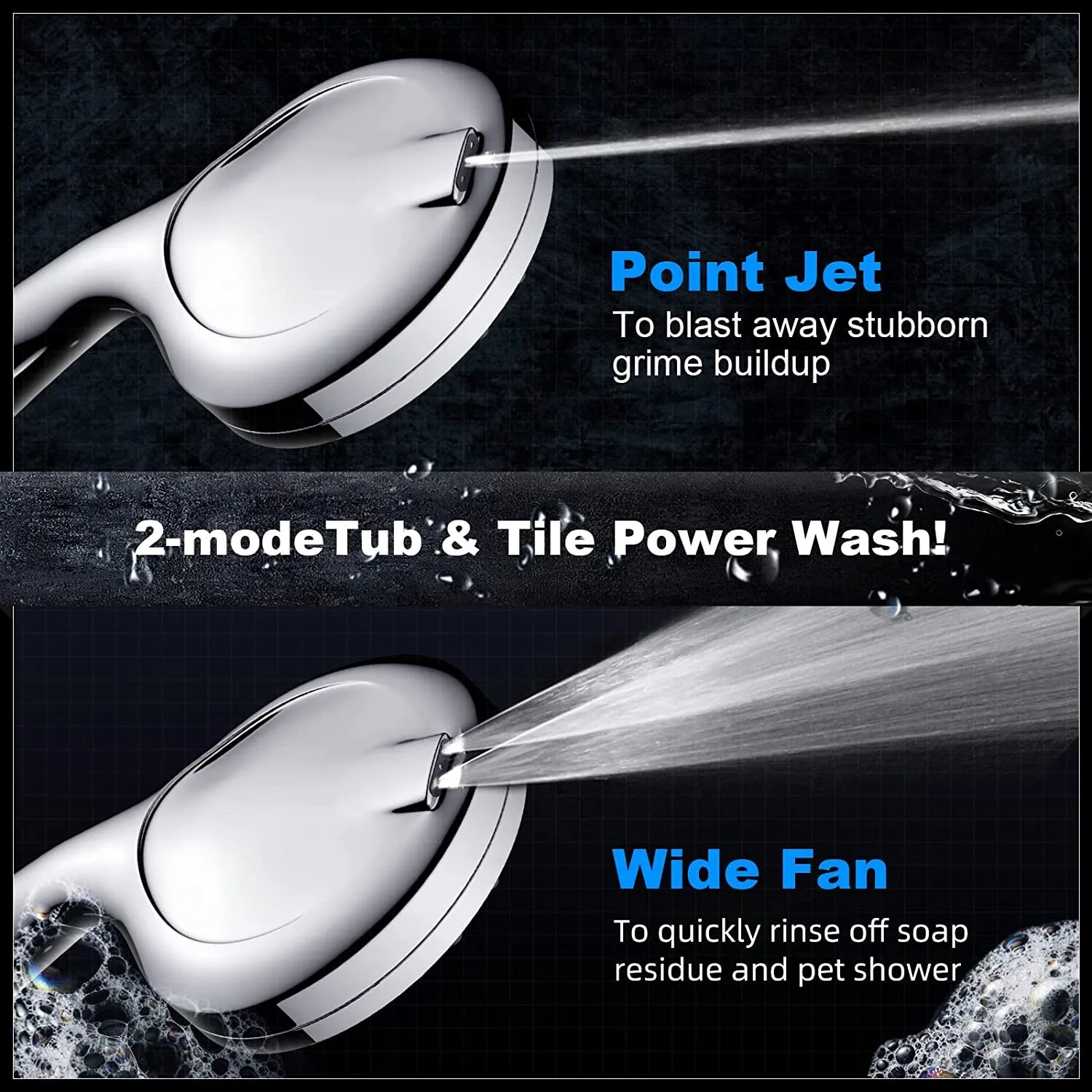 10-in-1 Turbo Handheld High Pressure Shower Head with Jet Sprayer and Multi Water Modes