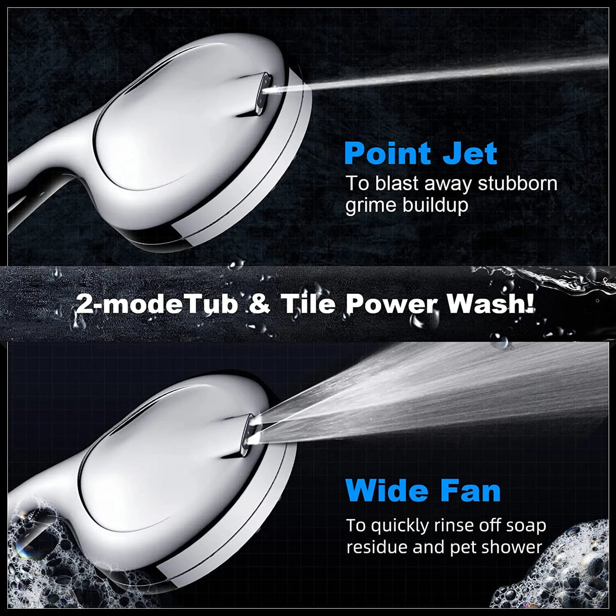 10-in-1 Turbo Handheld High Pressure Shower Head with Jet Sprayer and Multi Water Modes