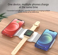 3-in-1 Foldable Portable 15W Magnetic Wireless Travel Charger for SmartPhone, iWatch & Airpods
