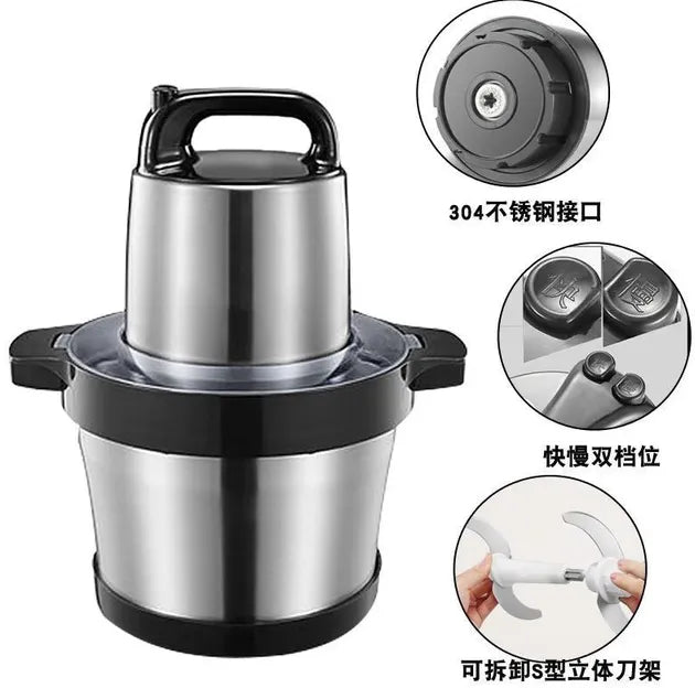 Powerful 6L 200W Electric Food Processor Grinder Blender Mixer Chopper for Meat, Fruits, Vegetables