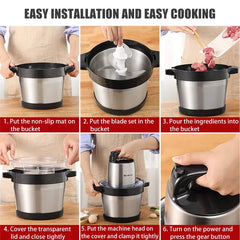 Powerful 6L 200W Electric Food Processor Grinder Blender Mixer Chopper for Meat, Fruits, Vegetables