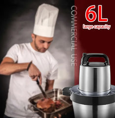 Powerful 6L 200W Electric Food Processor Grinder Blender Mixer Chopper for Meat, Fruits, Vegetables