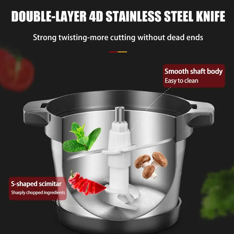 Powerful 6L 200W Electric Food Processor Grinder Blender Mixer Chopper for Meat, Fruits, Vegetables